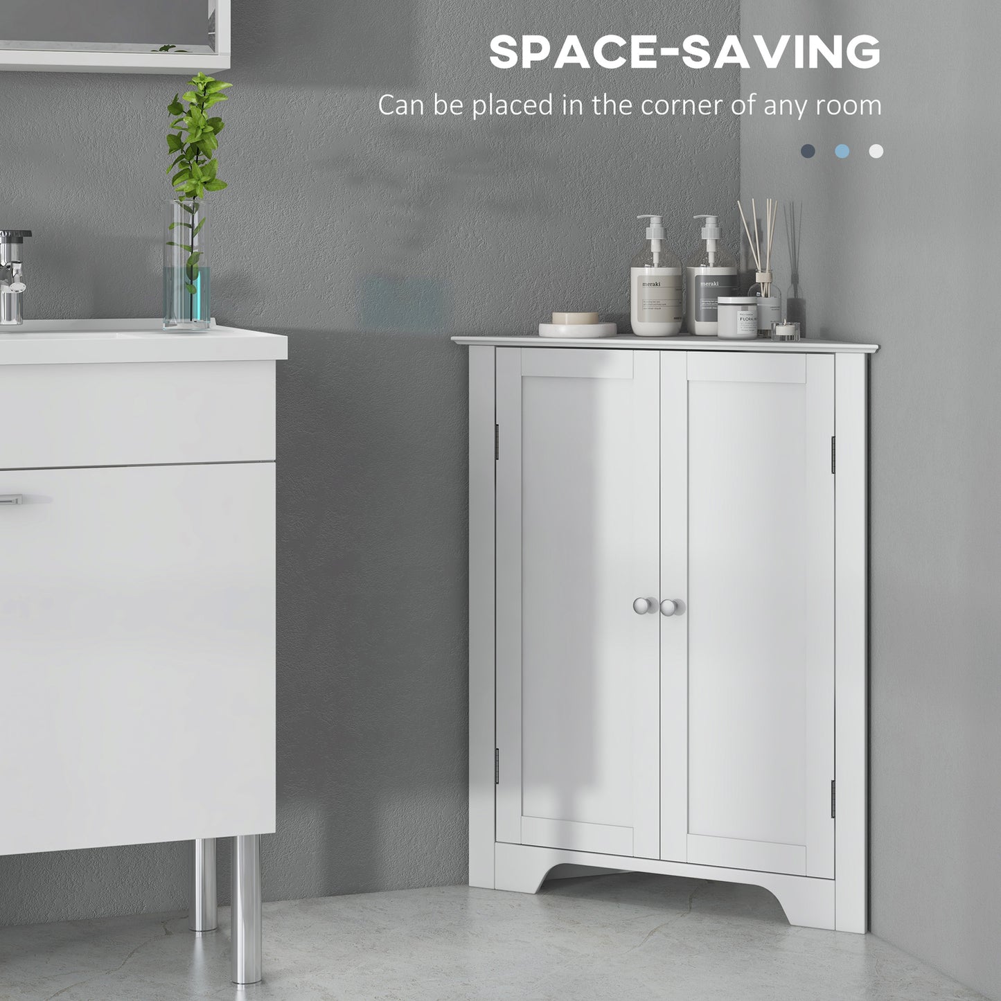 Corner Bathroom Cabinet Freestanding Bathroom Storage Unit W/ Adjustable Shelf