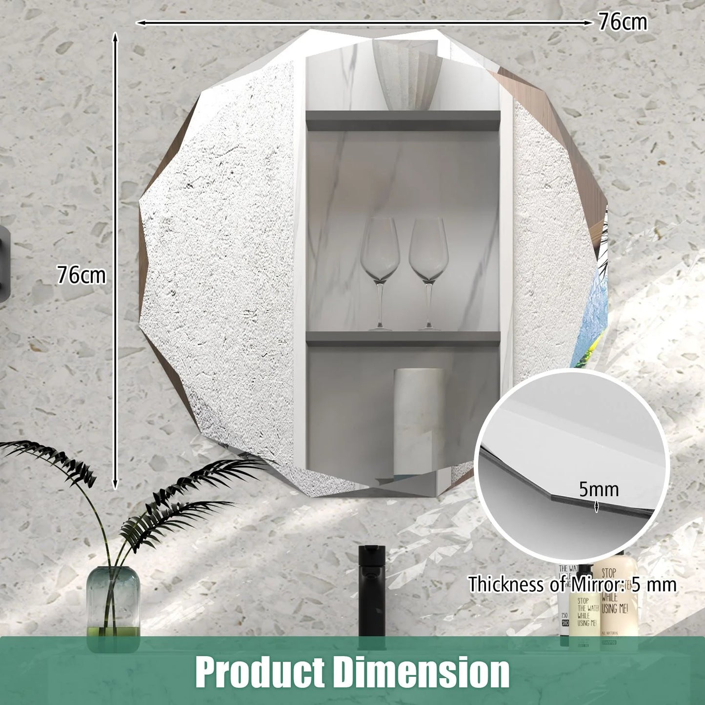 Premium Silver Polished Frameless Wall Mount Mirror