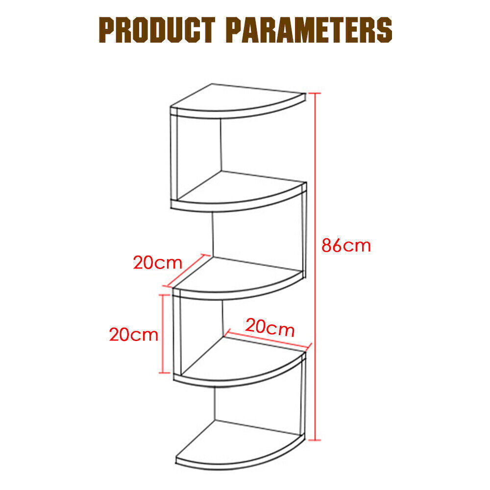 New 5 Tier Floating Wall Shelves Corner Shelf Storage Display Bookcase Unit
