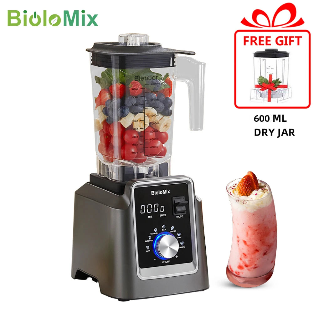 Digital BPA FREE 2L Automatic Professional Blender, Juicer Food Processor Ice Smoothies Fruit, FREE GIFT 600Ml Dry Jar