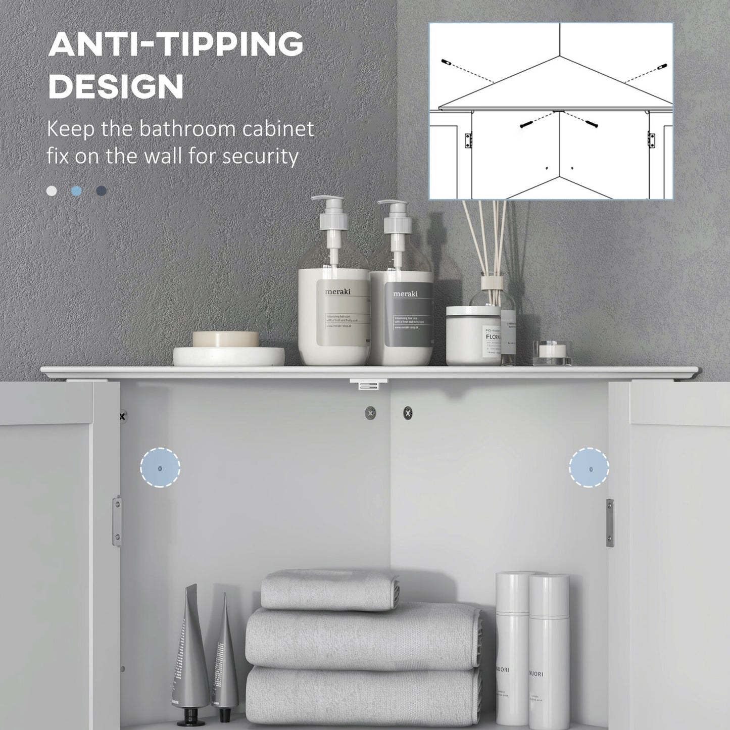 Corner Bathroom Cabinet Freestanding Bathroom Storage Unit W/ Adjustable Shelf