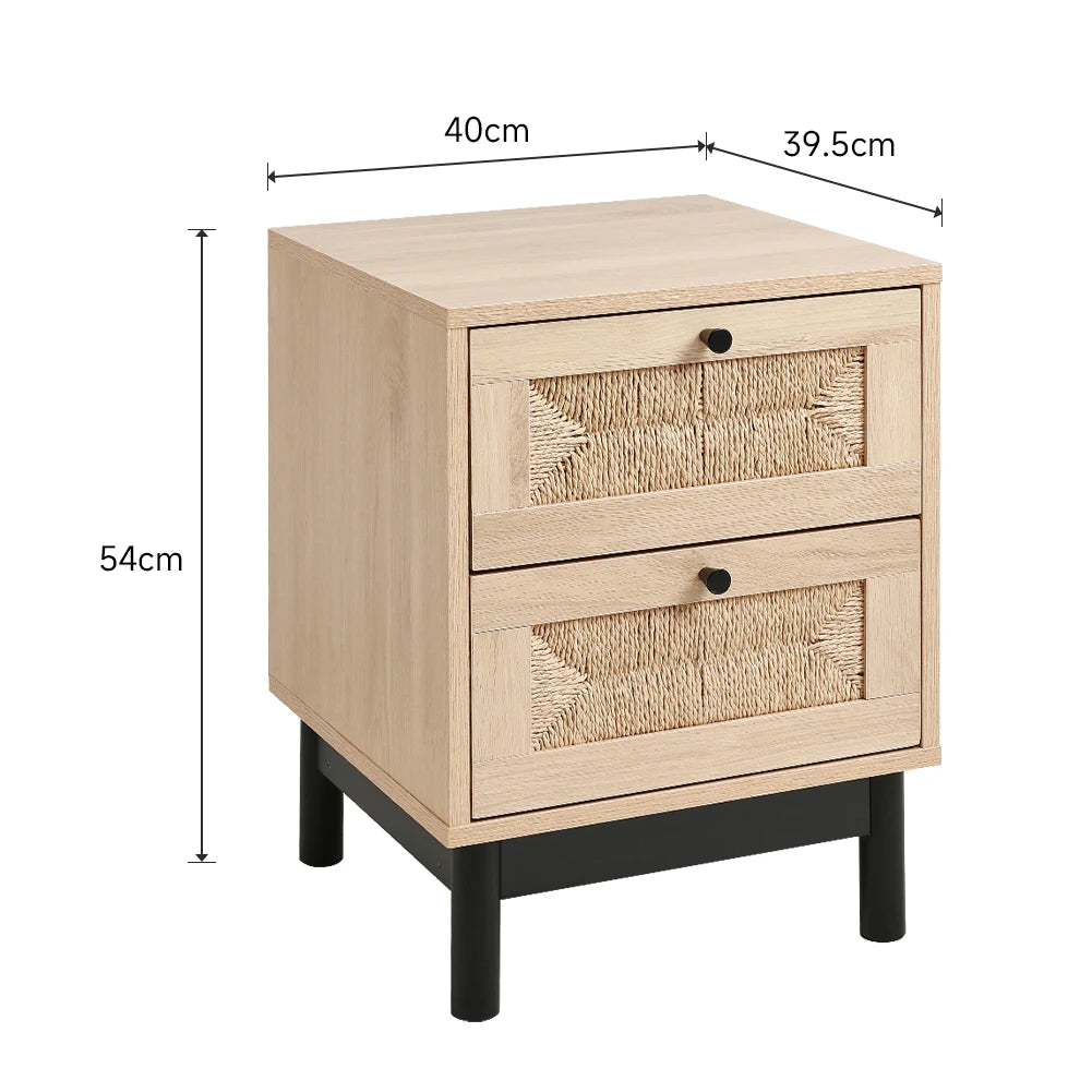 Modern Rattan Woven Living Room Side Cabinet with Drawers Decorative Cabinet Wooden Storage Cabinet Bedside Table Furniture