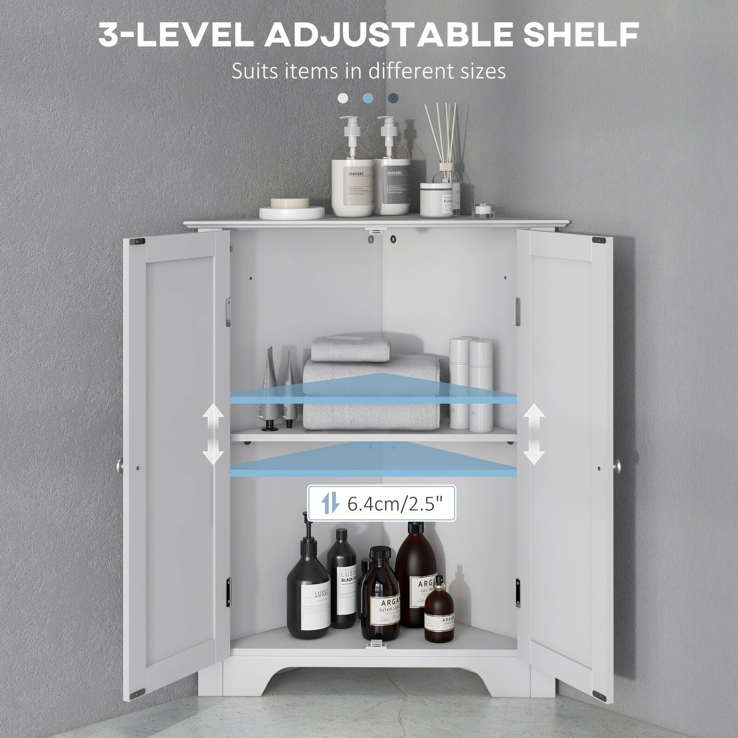 Corner Bathroom Cabinet Freestanding Bathroom Storage Unit W/ Adjustable Shelf