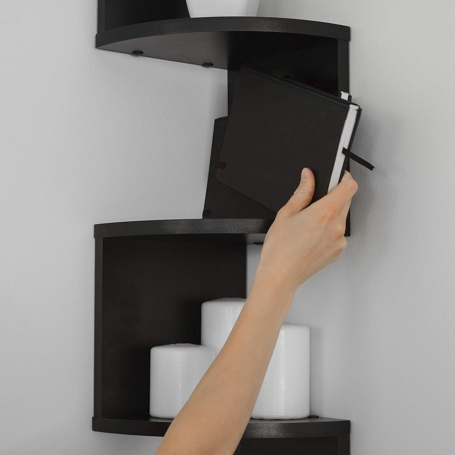 New 5 Tier Floating Wall Shelves Corner Shelf Storage Display Bookcase Unit