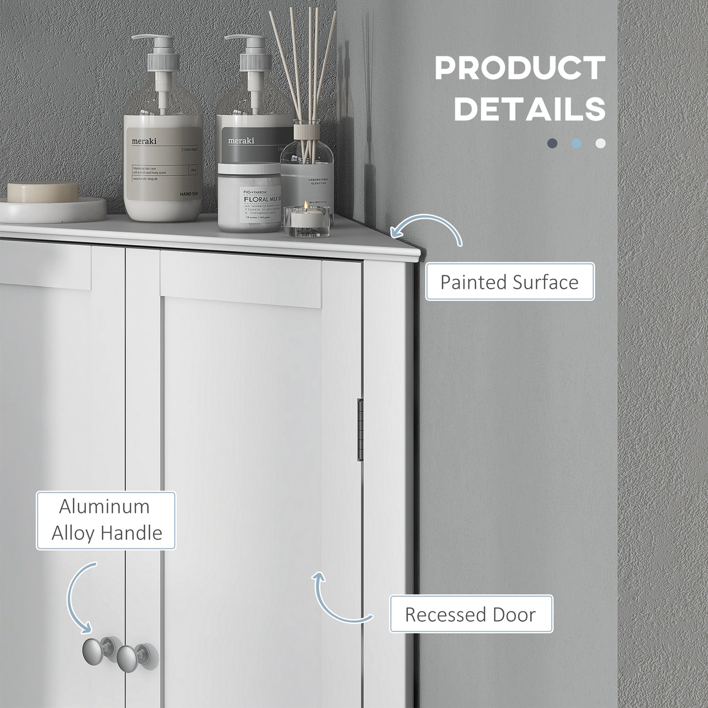 Corner Bathroom Cabinet Freestanding Bathroom Storage Unit W/ Adjustable Shelf