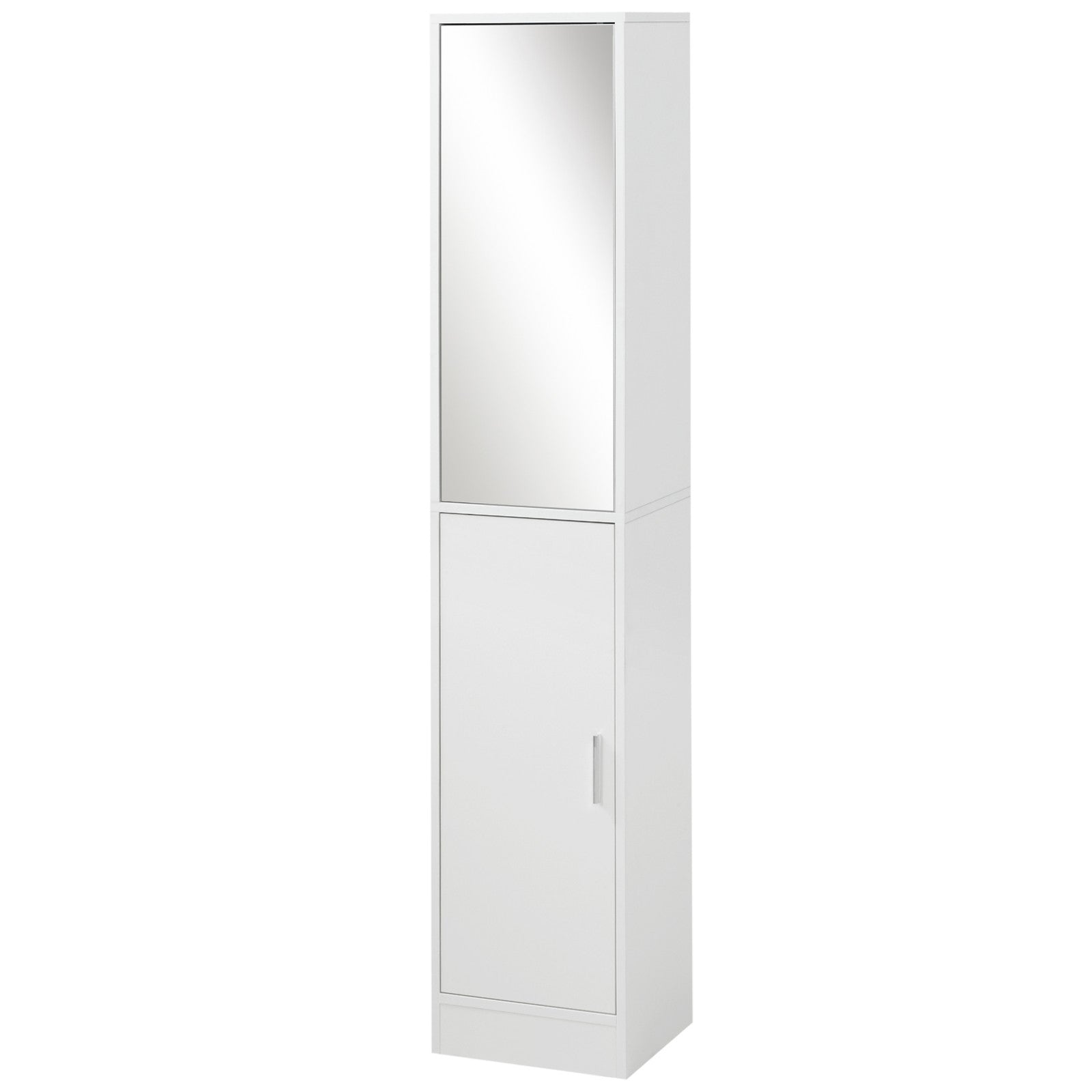 Tall Mirrored Bathroom Cabinet Bathroom Storage Cupboard Tallboy Unit White