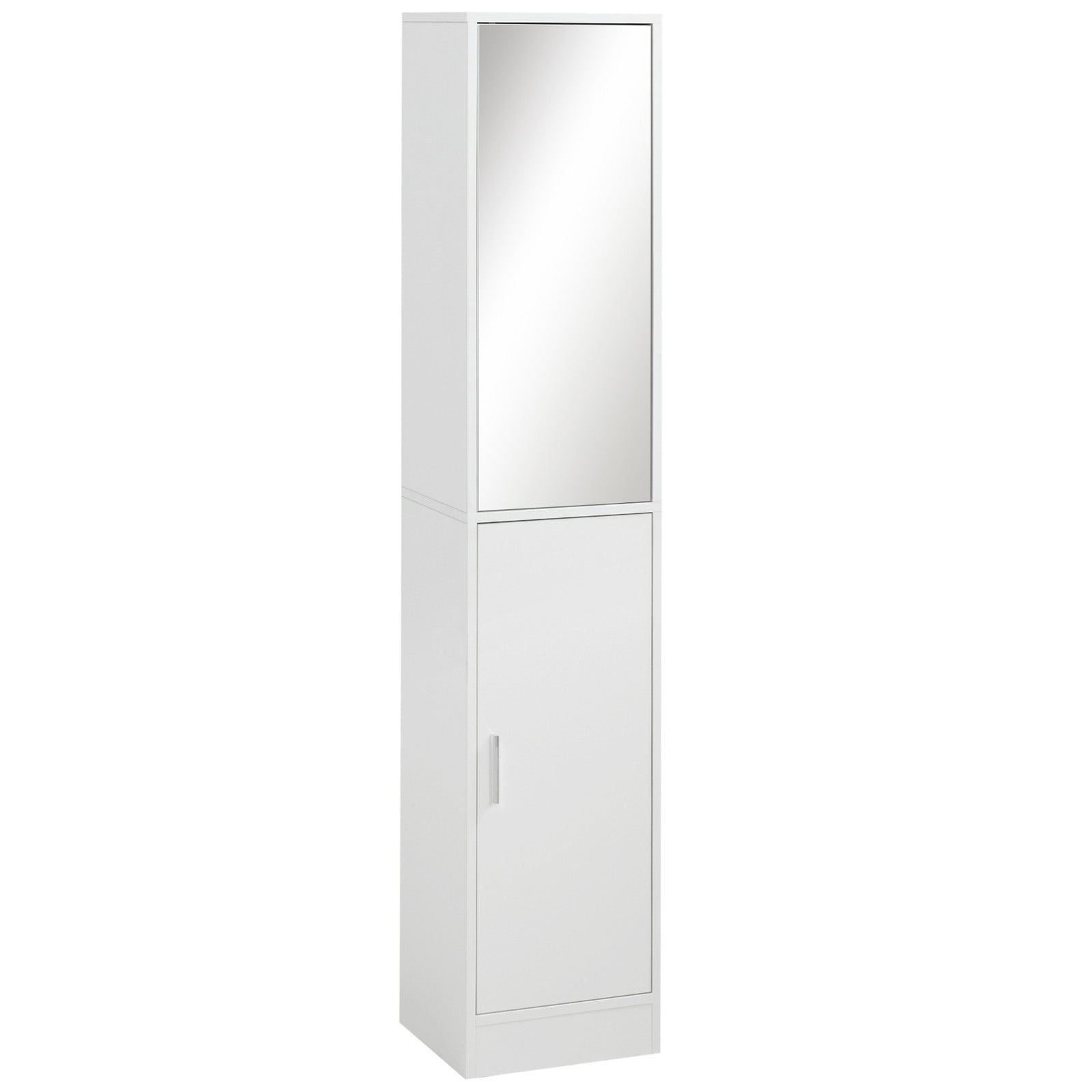 Tall Mirrored Bathroom Cabinet Bathroom Storage Cupboard Tallboy Unit White